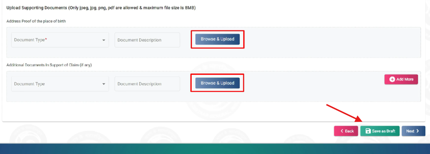 upload documents online for birth certificate
